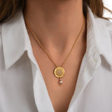 Collier pendentif Dakota en métal doré et perles de rivière - blanc Perle de riviere