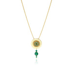 Collier pendentif Dakota en métal doré et pierres gemmes - vert Vert