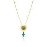 Collier pendentif Dakota en métal doré et pierres gemmes - vert Vert