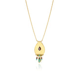 Collier pendentif Dakota en métal doré martelé et pierres gemmes - multicolore Multi