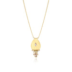 Collier pendentif Dakota en métal doré martelé et perles de rivière - blanc Perle de riviere