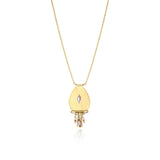 Collier pendentif Dakota en métal doré martelé et perles de rivière - blanc Perle de riviere