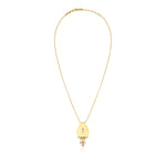 Collier pendentif Dakota en métal doré martelé et perles de rivière - blanc Perle de riviere