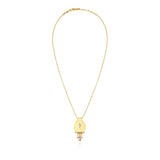 Collier pendentif Dakota en métal doré martelé et perles de rivière - blanc Perle de riviere