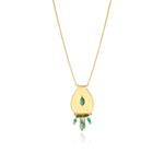 Collier pendentif Dakota en métal doré martelé et pierres gemmes - vert Vert