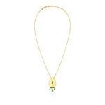 Collier pendentif Dakota en métal doré martelé et pierres gemmes - vert Vert