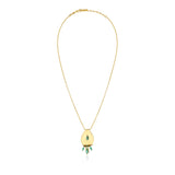 Collier pendentif Dakota en métal doré martelé et pierres gemmes - vert Vert