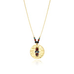 Collier pendentif Dakota en métal doré martelé et pierres de couleurs - multicolore Multi