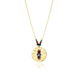 Collier pendentif Dakota en métal doré martelé et pierres de couleurs - multicolore Multi