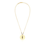 Collier pendentif Dakota en métal doré martelé nacre et perles de rivière - blanc Perle de riviere