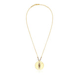 Collier pendentif Dakota en métal doré martelé nacre et perles de rivière - blanc Perle de riviere