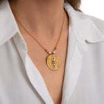 Collier pendentif Dakota en métal doré martelé nacre et perles de rivière - blanc Perle de riviere
