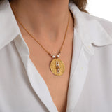 Collier pendentif Dakota en métal doré martelé nacre et perles de rivière - blanc Perle de riviere