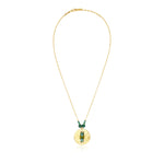 Collier pendentif Dakota en métal doré martelé et pierres de couleur - vert Vert