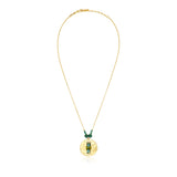 Collier pendentif Dakota en métal doré martelé et pierres de couleur - vert Vert