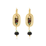 Boucles d'oreilles dormeuses Persane en métal doré et pierres gemmes - multicolore Multi
