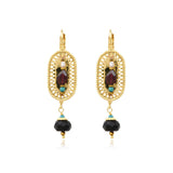 Boucles d'oreilles dormeuses Persane en métal doré et pierres gemmes - multicolore Multi