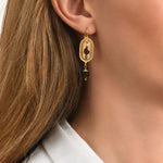 Boucles d'oreilles dormeuses Persane en métal doré et pierres gemmes - multicolore Multi
