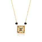 Collier pendentif réglable Persane en métal doré et pierres gemmes - multicolore Multi