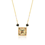 Collier pendentif réglable Persane en métal doré et pierres gemmes - multicolore Multi