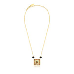 Collier pendentif réglable Persane en métal doré et pierres gemmes - multicolore Multi