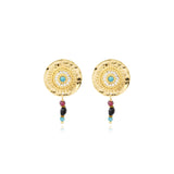Boucles d'oreilles clips Dakota en métal doré et pierres gemmes - multicolore Multi