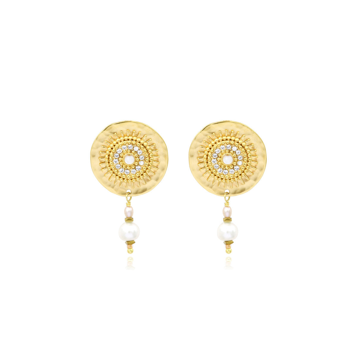 Boucles d'oreilles clips Dakota en métal doré et nacre - blanc Perle de riviere