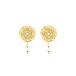 Boucles d'oreilles clips Dakota en métal doré et nacre - blanc Perle de riviere