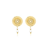 Boucles d'oreilles clips Dakota en métal doré et nacre - blanc Perle de riviere