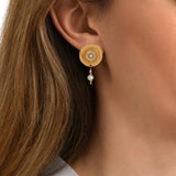 Boucles d'oreilles clips Dakota en métal doré et nacre - blanc Perle de riviere