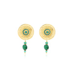 Boucles d'oreilles clips Dakota en métal doré et pierres gemmes - vert Vert