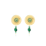 Boucles d'oreilles clips Dakota en métal doré et pierres gemmes - vert Vert