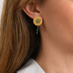 Boucles d'oreilles clips Dakota en métal doré et pierres gemmes - vert Vert
