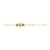 Bracelet fin réglable Persane en métal doré et pierres gemmes - multicolore Multi
