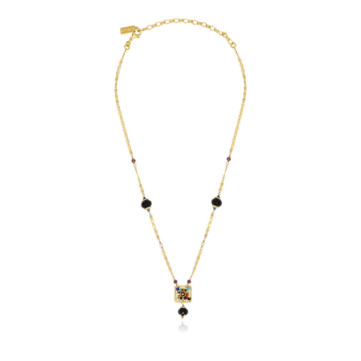 Collier pendentif Persane en métal doré et pierres gemmes - multicolore Multi