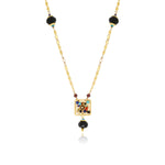 Collier pendentif Persane en métal doré et pierres gemmes - multicolore Multi