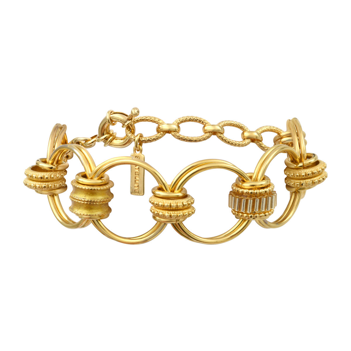 Bracelet anneaux Alicudi en métal doré émail et perles du Japon - doré Dore