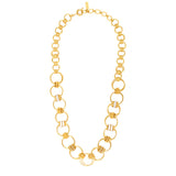 Collier anneaux Alicudi en métal doré à l'or fin, émail et perles du Japon - blanc Blanc