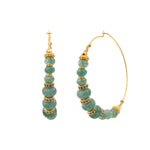 Maxi boucles d'oreilles créoles Avola en métal doré et quartz teinté - bleu Bleu