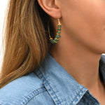 Maxi boucles d'oreilles créoles Avola en métal doré et quartz teinté - bleu Bleu