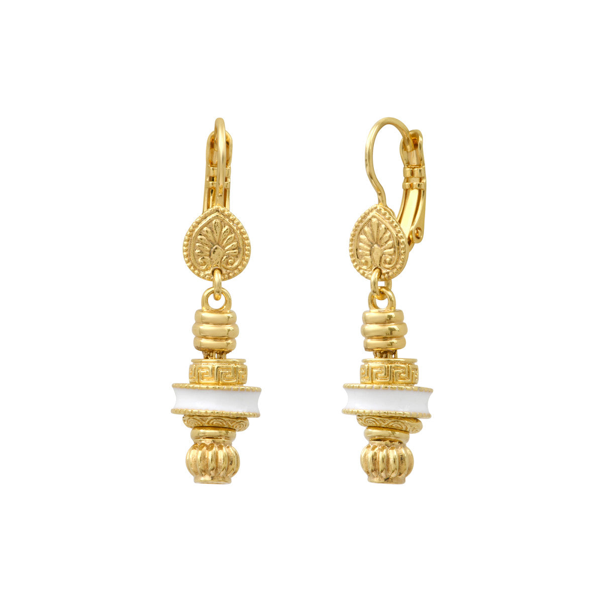 Boucles d'oreilles dormeuses Alicudi en métal doré et émail - blanc Blanc