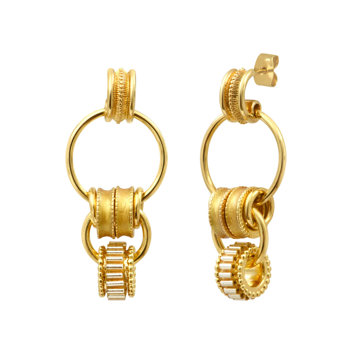 Boucles d'oreilles à tiges percées Alicudi en métal doré émail et perles du Japon - doré Dore