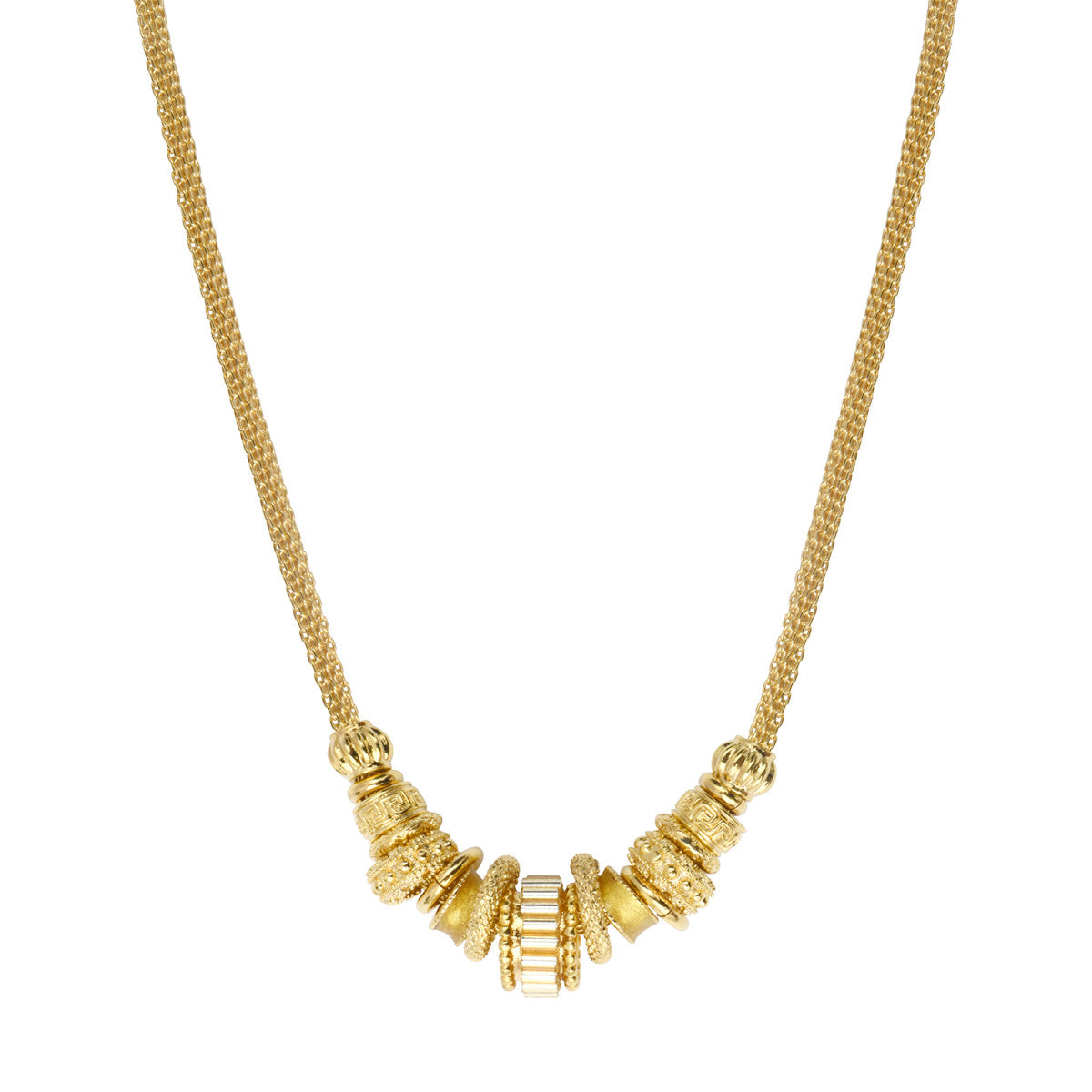 Collier Alicudi en métal doré à l'or fin, perles de verre, perles du Japon et émail - doré Dore
