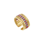 Bague ajustable Alicudi en métal doré à l'or fin et perles du Japon taille M - bleu Turquoise corail