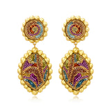Boucles d’oreilles clip Angèle rond et goutte – Multicolore