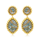 Boucles d’oreilles clip Angèle rond et goutte – Turquoise