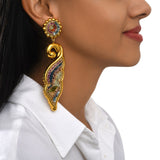 Boucles d’oreilles clip Angèle longues – Multicolore