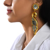 Boucles d’oreilles clip Angèle longues – Turquoise