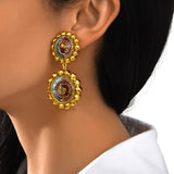 Boucles d’oreilles clip Angèle pendantes rondes – Multicolore