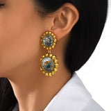 Boucles d’oreilles clip Angèle pendantes rondes – Turquoise